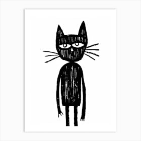 Ink Cat Line Drawing 1 Art Print