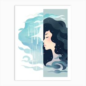 Illustration Of A Woman In The Water Art Print