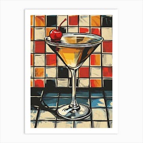 Manhattan Cocktail Vintage Illustration 1 Art Print