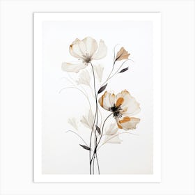 Contemporary Floral Line Drawing Print Art Print