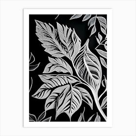 Wild Cherry Leaf Linocut Art Print