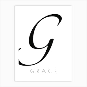Grace Typography Name Initial Word Art Print
