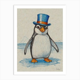 Penguin Hat Art Print