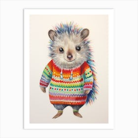 Baby Animal Wearing Sweater Porcupine Art Print