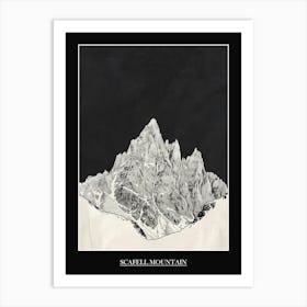 Scafell Mountain Line Drawing 5 Poster Art Print