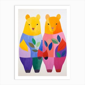 Colourful Kids Animal Art Wombat 2 Art Print