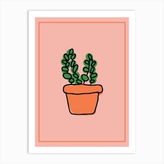 Plant Pink & Orange Art Print