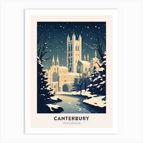 Winter Night  Travel Poster Canterbury United Kingdom 1 Art Print