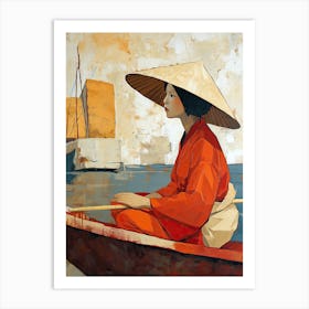 Asian Woman In Boat, Chine Art Print