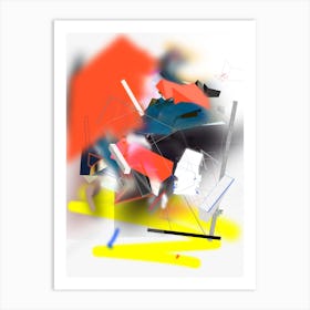 Abstract Mobile Deep Blue Yellow Red Art Print