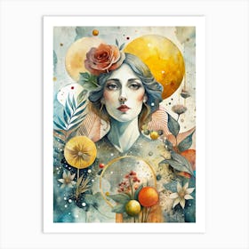 Woman With Flowers 4 Art Print