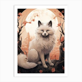 Tibetan Sand Fox Moon Illustration 4 Art Print