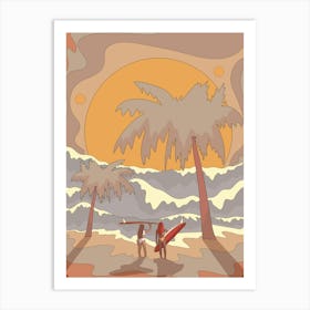 Surfer Besties Art Print