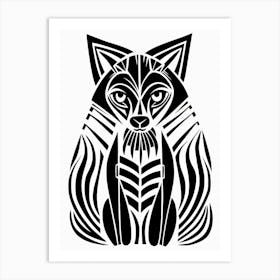 Linocut Fox Illustration 11  Art Print