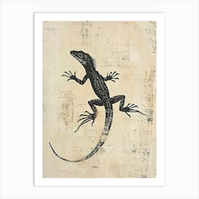 Minimalist Black Iguana Block Print 2 Art Print