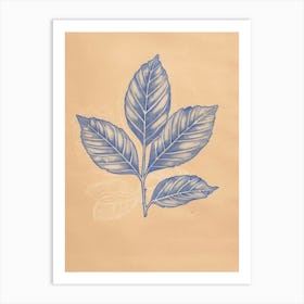 Blue Leaf 4 Art Print