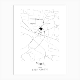 Plock,Poland Minimalist Map Art Print