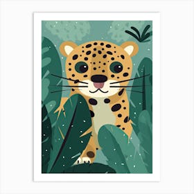 Jaguar Jungle Cartoon Illustration 1 Art Print