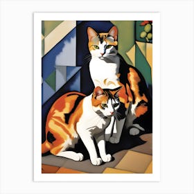 Cats On A Table Modern Art Cezanne Inspired Art Print