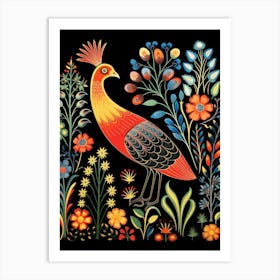 Folk Bird Illustration Grouse 1 Art Print