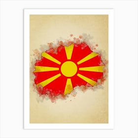 Macedonia Flag Vintage Art Print