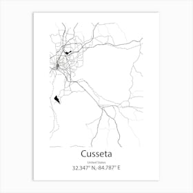 Cusseta,United States Minimalist Map Art Print