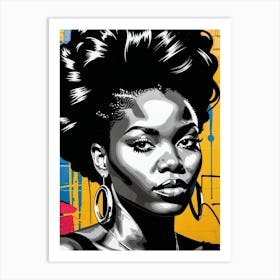 Vintage Graffiti Mural Of Beautiful Black Woman 46 Art Print