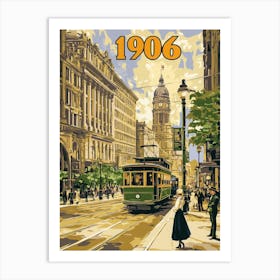 Aihrgdesign A Retro Travel Poster Of A Bustling 1906 City Str C38ef8fd 8a16 4fd5 9c5f 34a3a171eab3 0 Art Print