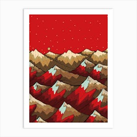 Golden Red Peaks Art Print