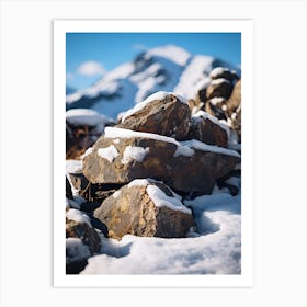 Mountain Rocks In The Snow Art Print