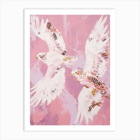 Pink Ethereal Bird Painting Falcon 2 Art Print