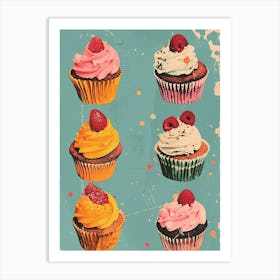 Kitsch Retro Cupcake Collage 3 Art Print