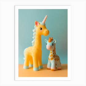 Pastel Toy Unicorn & Toy Giraffe 1 Art Print