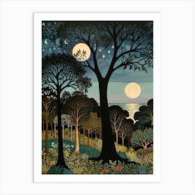 william morris Moonlight In The Forest 1 Affiche