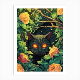 Black Cat In The Forest 5 Art Print