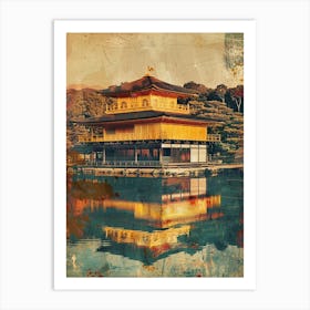Kinkaku Ji Golden Pavilion In Kyoto Mid Century Modern 1 Art Print