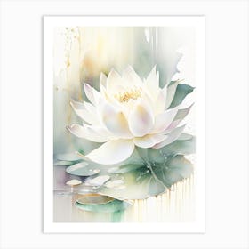 White Lotus Storybook Watercolour 2 Art Print