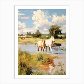 Horses Painting In Loire Valley, France 1 Art Print