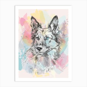 Australian Shepherd Dog Watercolour Illustration Art Print