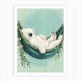 Polar Bear Napping In A Hammock Storybook Illustration 1 Art Print