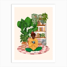 Plant Lady Reading 1 Art Print