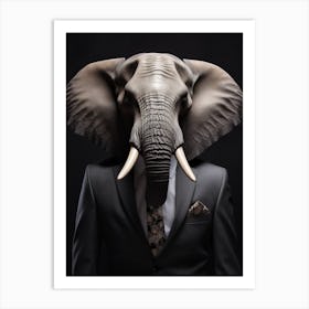 African Elephant Wearing A Suit 3 Art Print