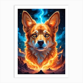 Fire Corgi Art Print