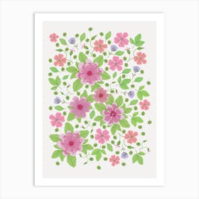 Wild Flowers On White Background Art Print