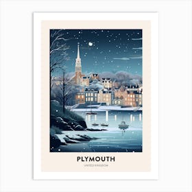 Winter Night  Travel Poster Plymouth United Kingdom 3 Art Print