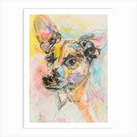 Colourful Portuguese Podengo Pequeno Dog Abstract Line Illustration 1 Art Print