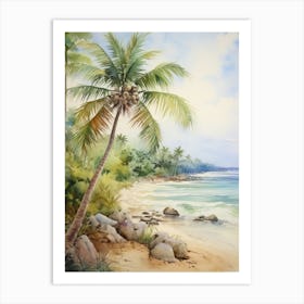 Watercolor Of A Tropical Beach 1 Art Print