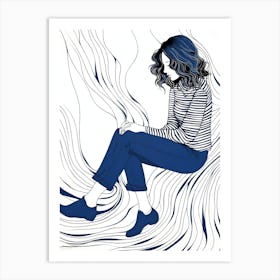 Blue Girl 2 Art Print