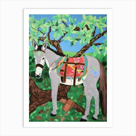 Maximalist Animal Painting Donkey 2 Art Print