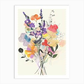 Lavender 2 Collage Flower Bouquet Art Print